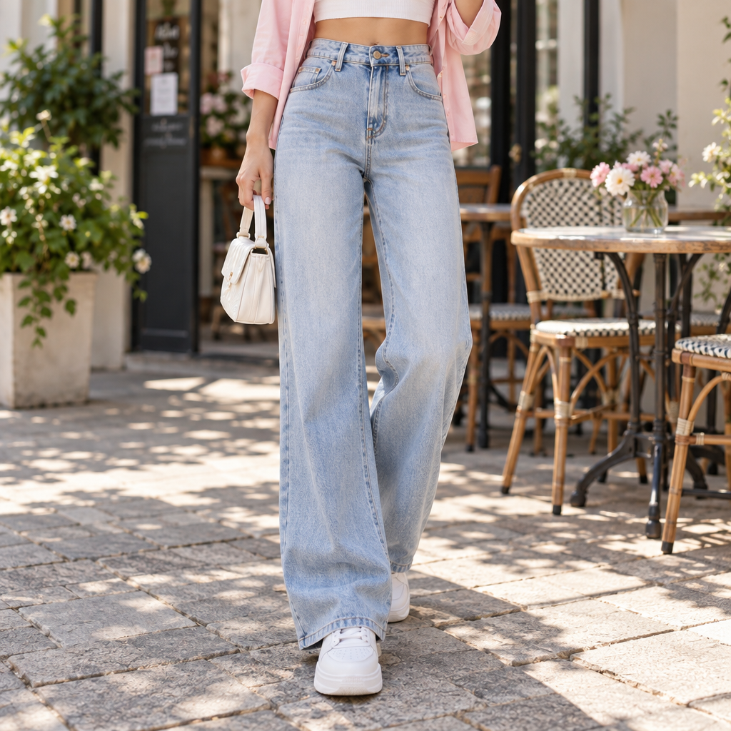 Zyrenvo™ Light Wash Straight-Leg Jeans