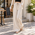 Zyrenvo™ Cream Wide-Leg Drawstring Pants
