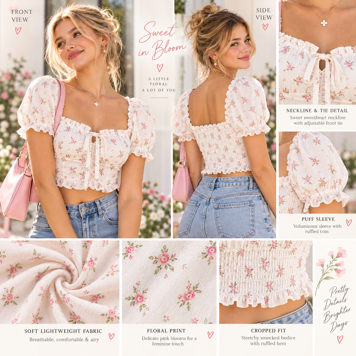 Floral Crop Top features