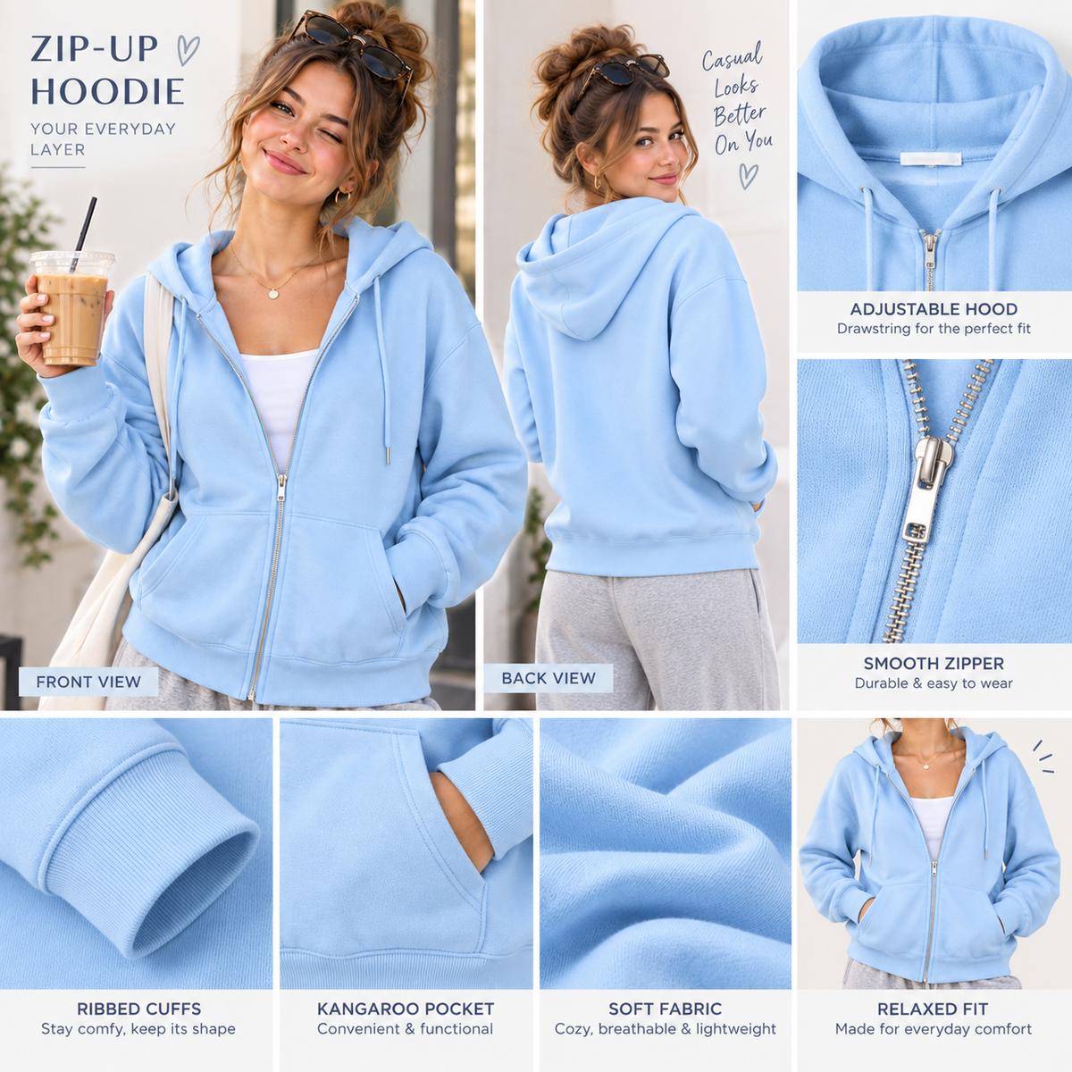 Sky Blue Hoodie details