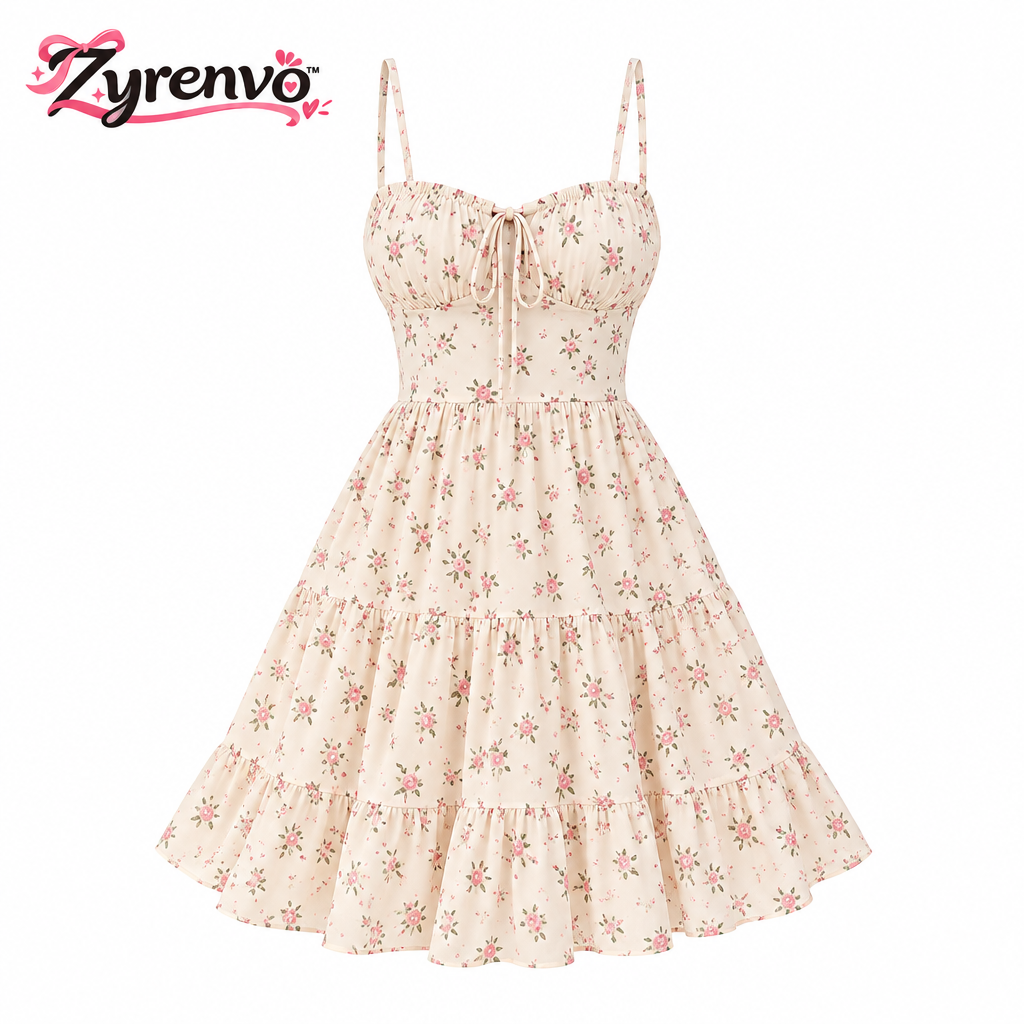 Zyrenvo™ Ivory Blossom Sweetheart Mini Dress