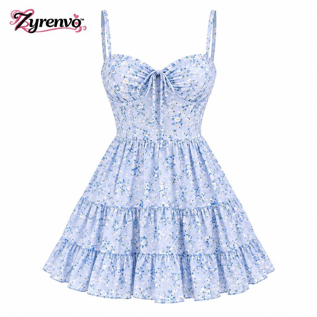 Zyrenvo™ Bluebell Floral Swing Mini Dress