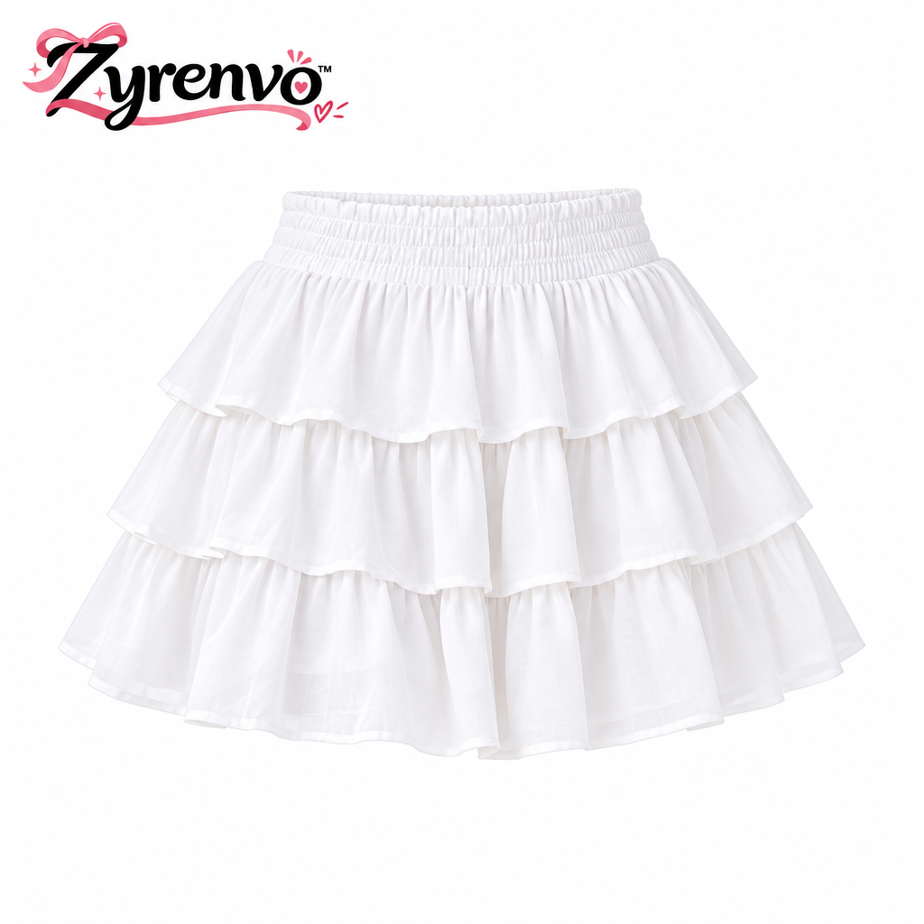 Zyrenvo™ White Pleated Mini Skirt