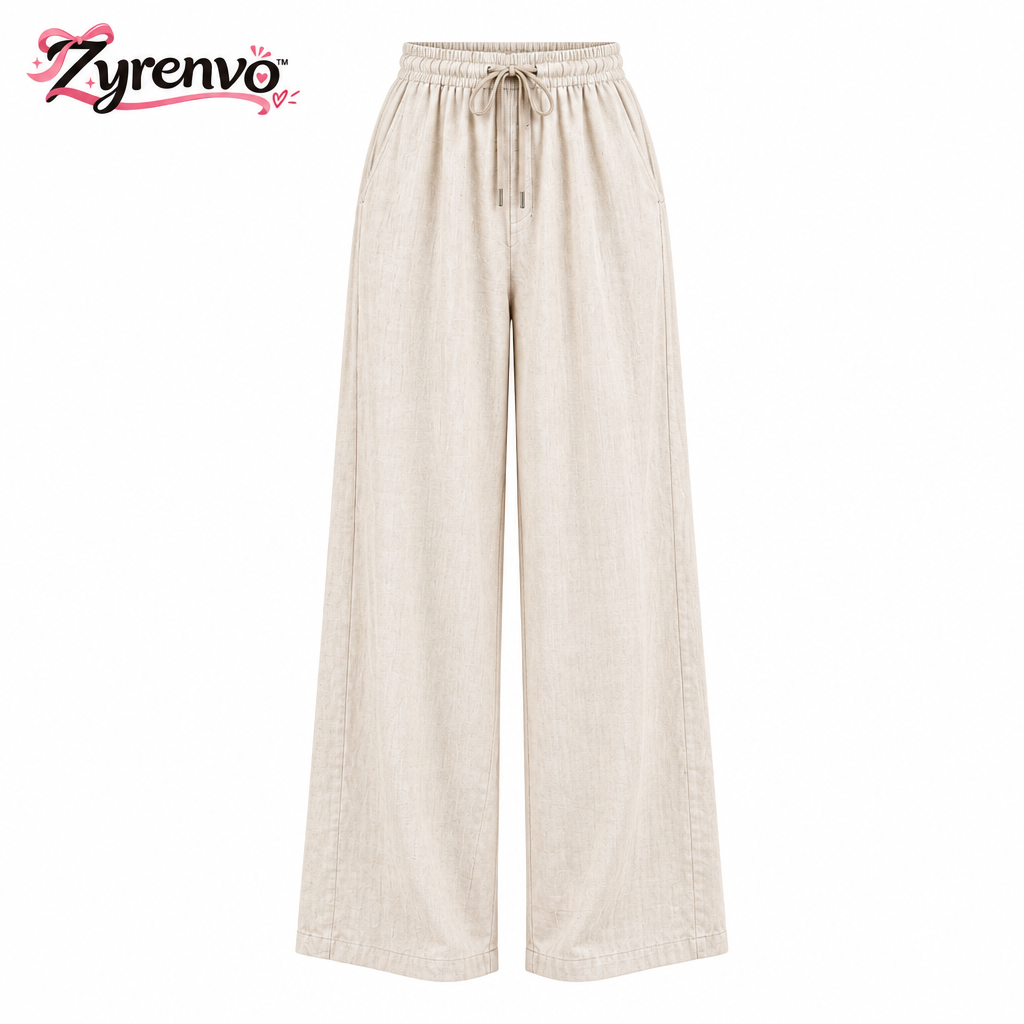 Zyrenvo™ Cream Wide-Leg Drawstring Pants