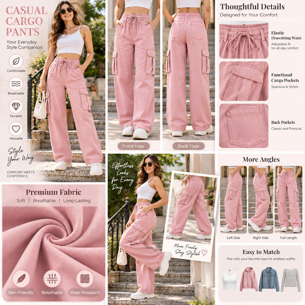 Zyrenvo™ Blush Wide-Leg Lounge Pants