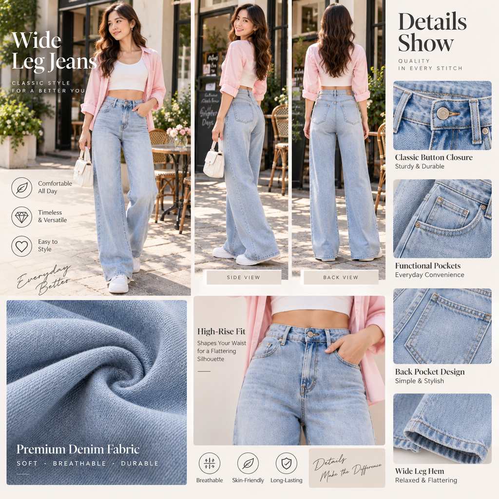 Zyrenvo™ Light Wash Straight-Leg Jeans