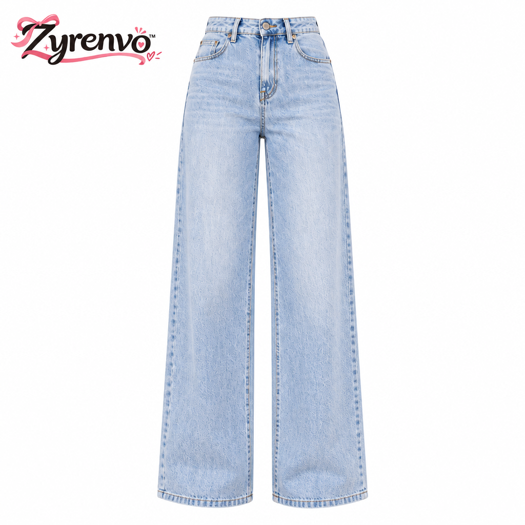 Zyrenvo™ Light Wash Straight-Leg Jeans