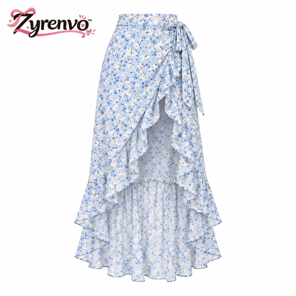 Blue floral skirt product view